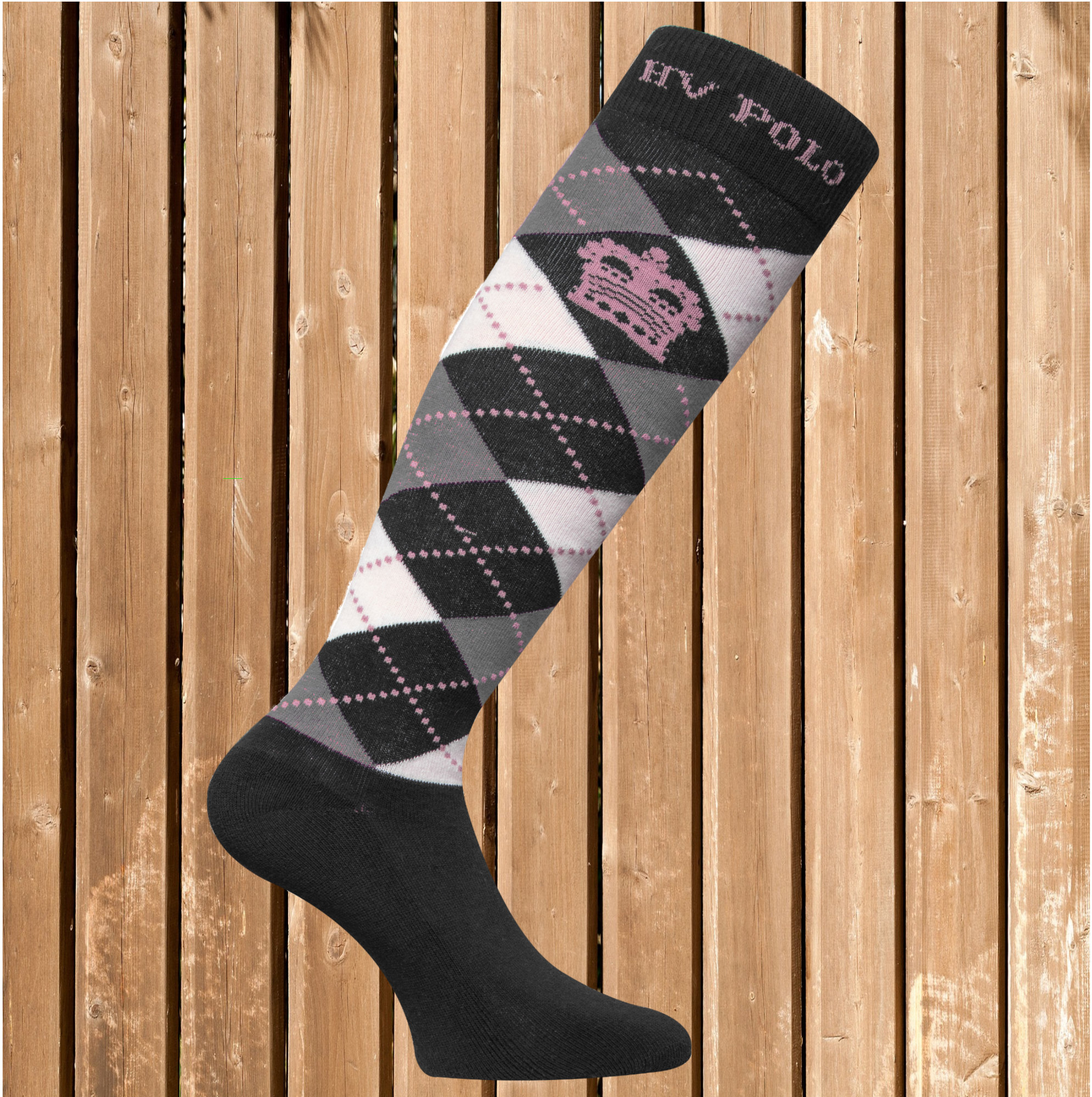 HV Polo Socken Argyle, Karo Design, Reitsocken, black-silvergrey